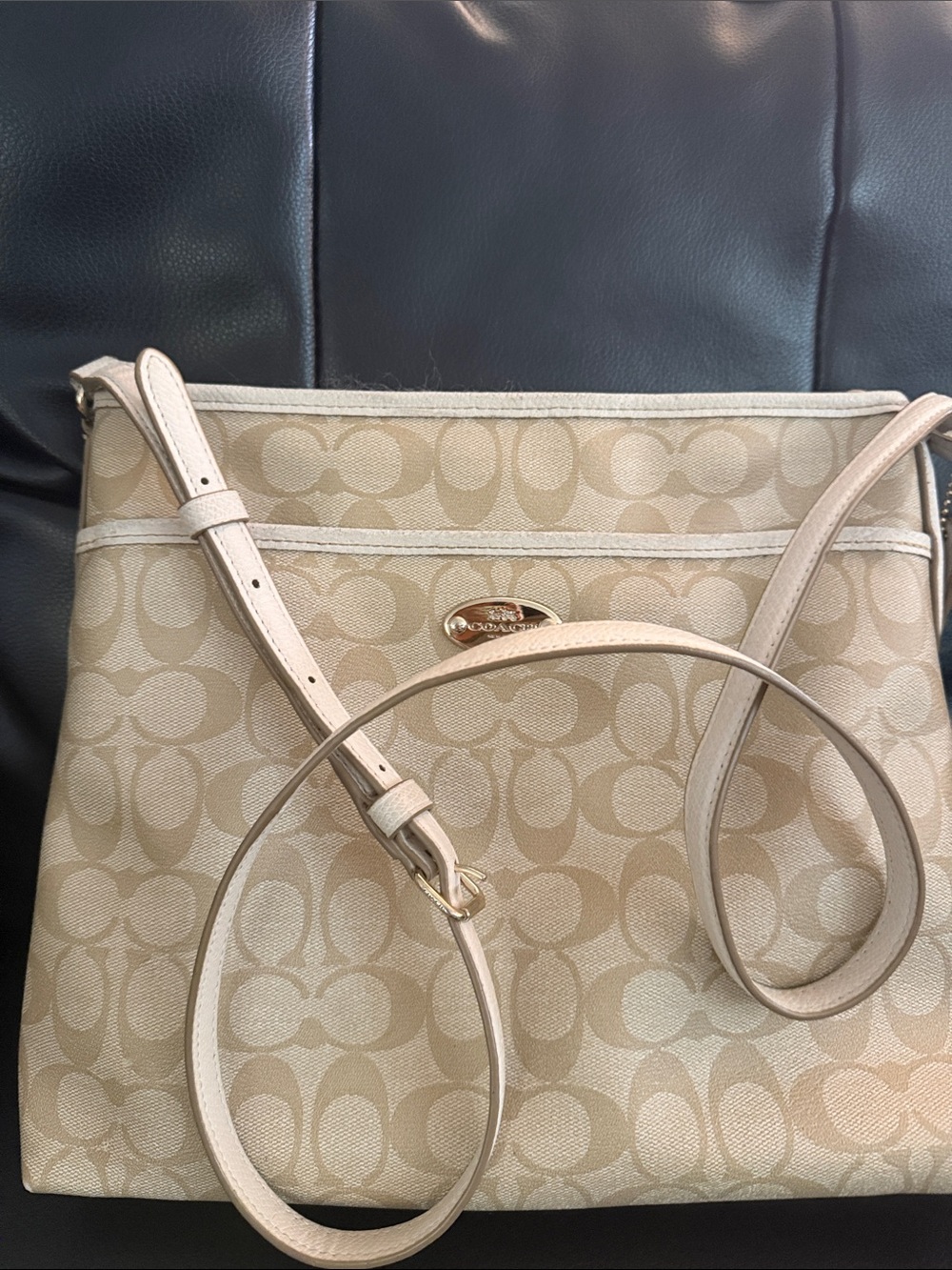 Coach Khaki & Cream Signature Crossbody Bag